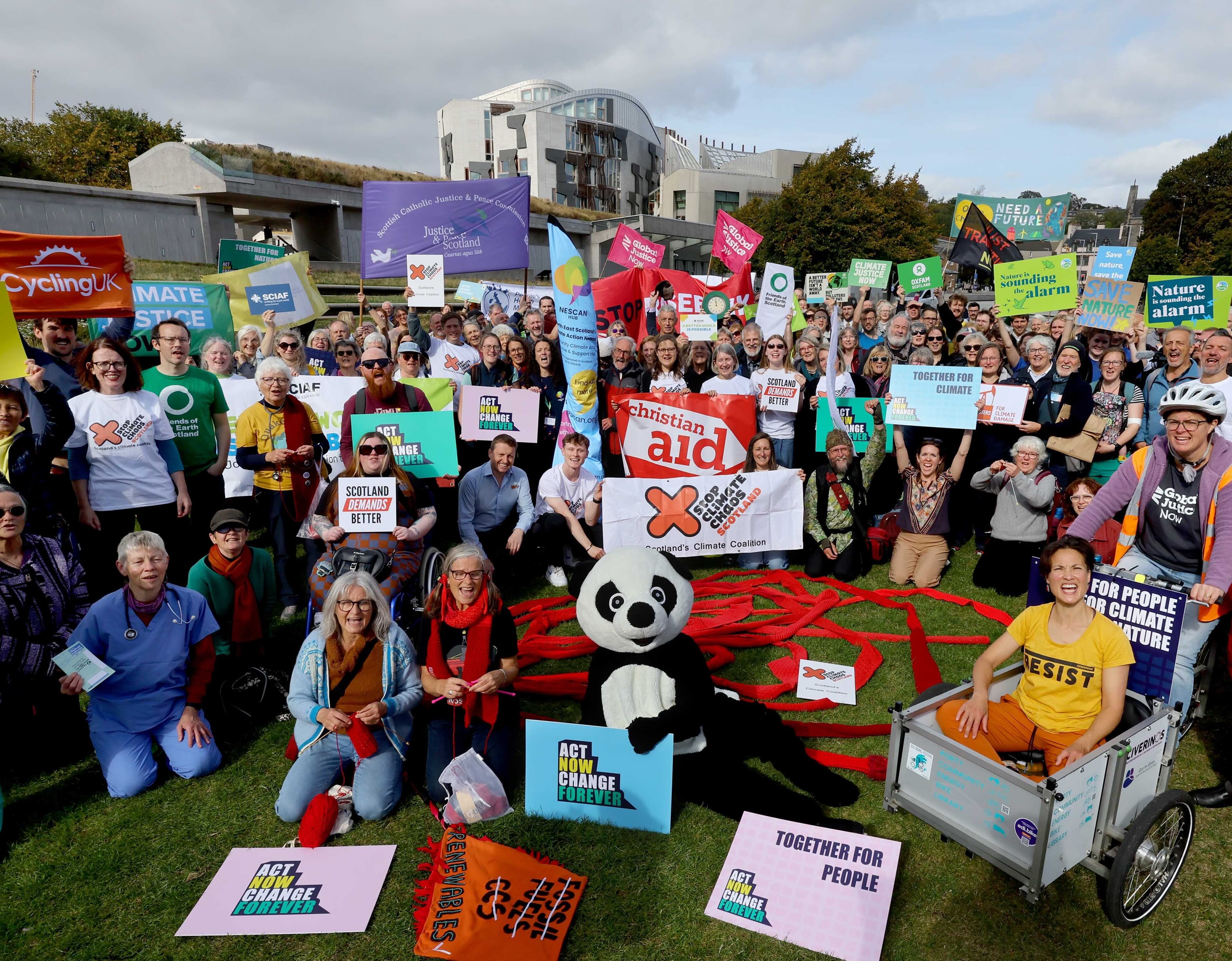 FREE PICTURE: Stop Climate Chaos Scotland Coalition’s Mass Lobby of Scottish Parliament, Edinburgh, Thur 18/09/2025:
Scotland’s biggest ever climate lobby has been staged at the Scottish Parliament in Edinburgh as new research shows substantial support for ambitious climate action.
Hundreds of people in Scotland met their MSPs at a lobby event at Dynamic Earth, next to the Parliament. And several hundred activists also demonstrated outside the Parliament complex.
And Scotland’s First Minister John Swinney joined a small group of activists outside Parliament to discuss climate concerns.
More information in accompanying Press Release, visit www.stopclimatechaos.scot , and from: Ilona Amos, press manager at Stop Climate Chaos Scotland - 07980 565 943 - ilona@stopclimatechaos.scot
Photography for Stop Climate Chaos Scotland from: Colin Hattersley Photography - www.colinhattersley.com - cphattersley@gmail.com - 07974 957 388.
